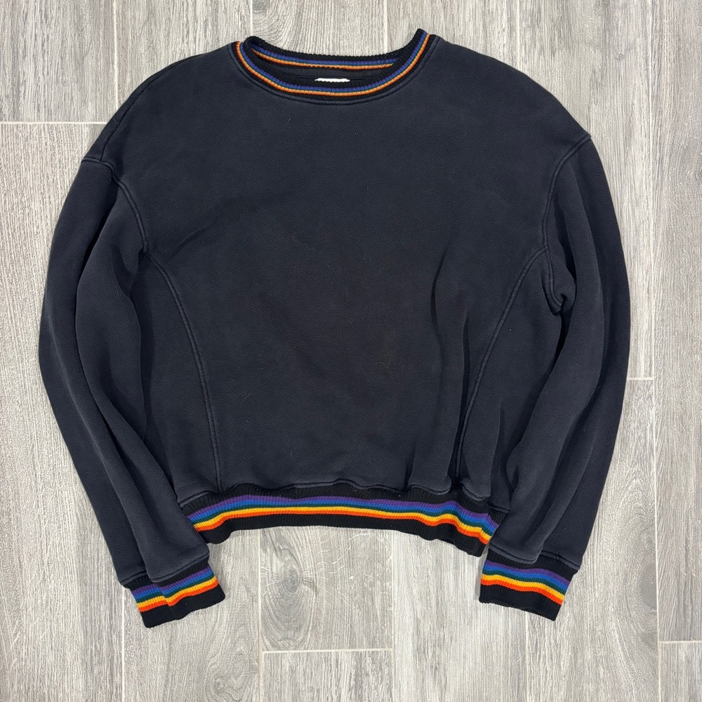 Sundry rainbow trim crewneck sweatshirt women’s size 3 black Cali style